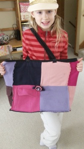 Satchel made from felted wool sweaters and blazers